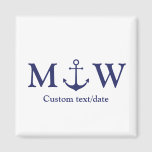 Aimant ancre nautique mariage marine bleu monogramme favo<br><div class="desc">ancre nautique mariage marine bleu monogramme favorise aimant</div>