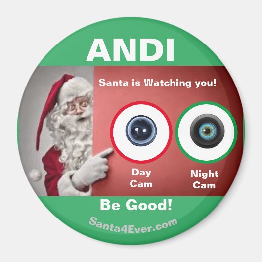 Aimant ANDI Père Noël vous regarde ! Jour et nuit (Devant)