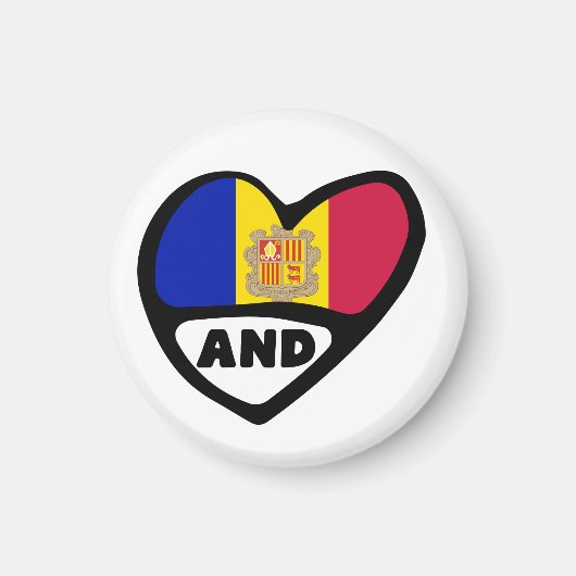 Aimant Andorre Code Pays Indicateur Coeur ET (Devant)
