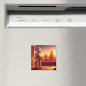 Aimant Android buvant du café regardant les pyramides (In Situ (Lave-vaisselle))