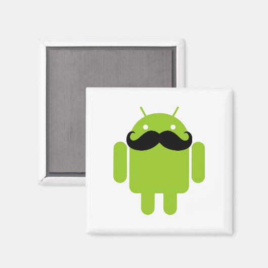 Aimant Android Robot Black Mustache Graphisme (Recto/Verso)