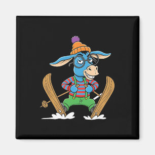 Aimant Âne de ski drôle Alpine Hiver Cartoon Apres Ski