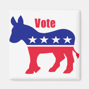 Aimant Âne Democratic avec la légende : VOTE !