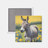 Aimant Âne Vibrant Et Daffodiques Jaunes (Recto/Verso)