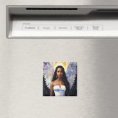 Aimant Ange à peau Brown femme aquarelle art (In Situ (Lave-vaisselle))