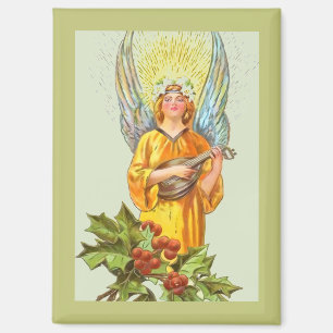 Aimant Ange avec houx et mandoline 