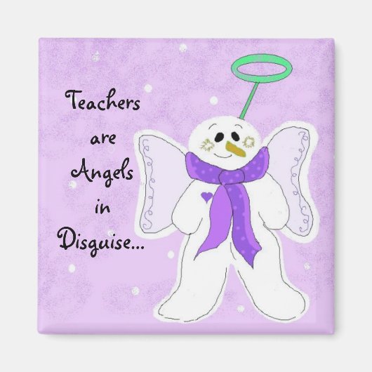 Aimant Ange de neige avec texte de l'enseignant (Devant)