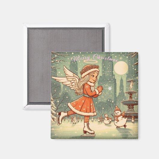 Aimant ange de Noël à NYC  (Recto/Verso)
