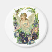Aimant Ange de Pâques victorien avec Fleurs de Pansy Viol (Devant)