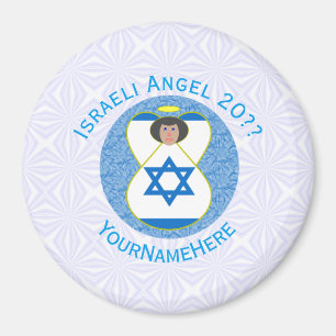 Aimant Ange du drapeau israélien sur bleu et blanc person