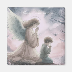Aimant Ange gardien et enfant priant ensemble