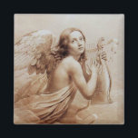 AIMANT ANGE JOUER LYRA SUR LES NUAGES<br><div class="desc">Peinture artistique et classique à l'aquarelle en sépia blanc,  couleurs marron retravaillé du 18ème siècle art italien.</div>
