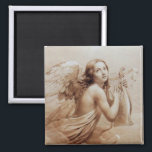 AIMANT ANGE JOUER LYRA SUR LES NUAGES<br><div class="desc">Peinture artistique et classique à l'aquarelle en sépia blanc,  couleurs marron retravaillé du 18ème siècle art italien.</div>