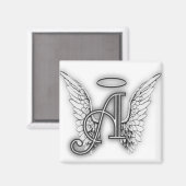 Aimant Angel Alphabet A Initiale Dernière Ailes Halo (Recto/Verso)