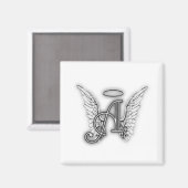 Aimant Angel Alphabet A Initiale Dernière Ailes Halo (Recto/Verso)