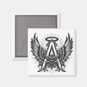 Aimant Angel Alphabet A Initiale Dernière Ailes Halo (Recto/Verso)