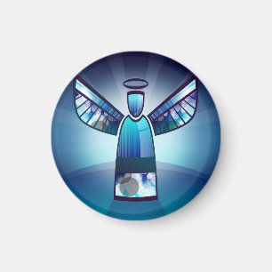 Aimant Angel : Angel bleu stylisé