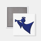Aimant Angel de Noël bleu métallique (Recto/Verso)