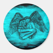 Aimant Angel Eros en amour, design noir et vert (Devant)