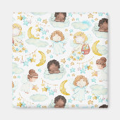 Aimant Anges adorables et étoiles Aquarelle Art (Devant)