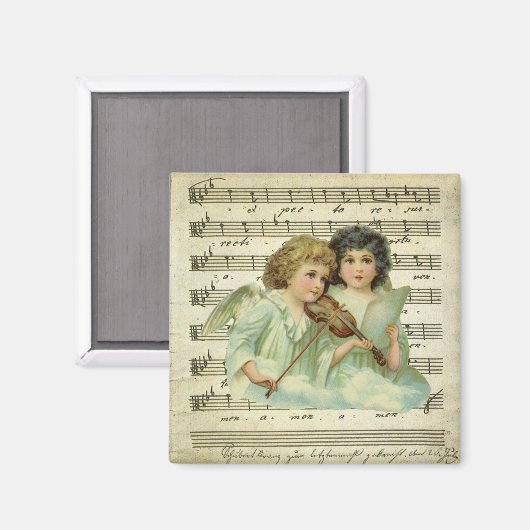 Aimant Anges de Noël victoriens Violon et Partition (Recto/Verso)