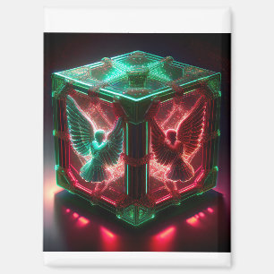 Aimant Anges rouges et verts veillent sur un boîte lumine