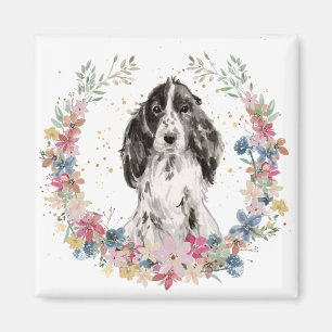 Aimant Anglais Cocker Spaniel Spring Flowers Wreath