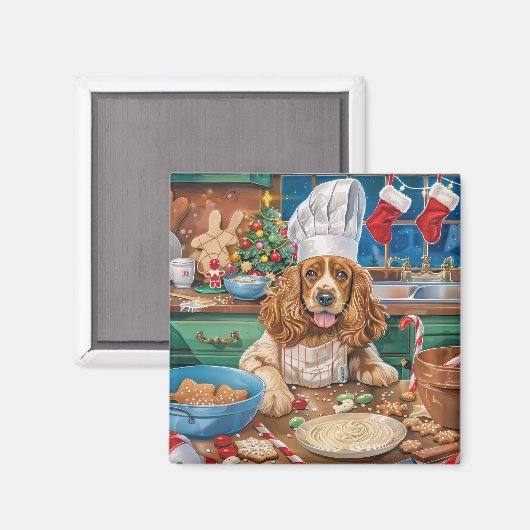 Aimant Anglais Cocker Spaniel Vacances Baking : Noël (Recto/Verso)