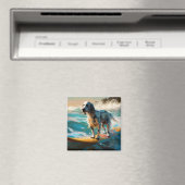 Aimant Anglais Setter Beach Surfing Painting (In Situ (Lave-vaisselle))