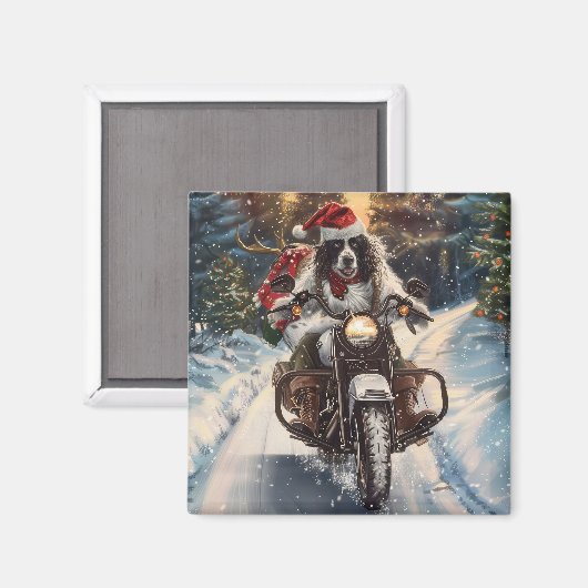Aimant Anglais Setter Chien équitation Moto Noël (Recto/Verso)