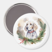 Aimant Anglais Setter Christmas Wreath Festive Pup (Recto/Verso)