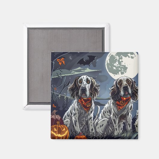 Aimant Anglais Setter Halloween Éffrayant (Recto/Verso)