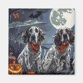 Aimant Anglais Setter Halloween Éffrayant (Devant)
