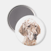 Aimant Anglais Setter Orange Belton Peinture Chien Art (Recto/Verso)