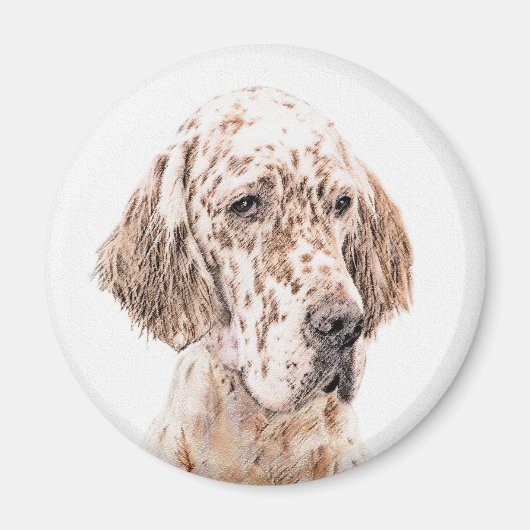 Aimant Anglais Setter Orange Belton Peinture Chien Art (Devant)