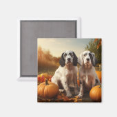 Aimant Anglais Setter Puppy Automne Citrouille de plaisir (Recto/Verso)