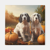 Aimant Anglais Setter Puppy Automne Citrouille de plaisir (Devant)