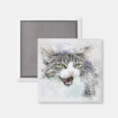 Aimant Angry Kitty | ABSTRAIT | Aquarelle (Recto/Verso)