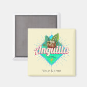 Aimant Anguilla Caraïbes Rétro Vacances Île Vintage (Recto/Verso)