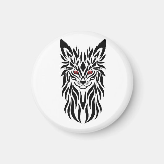 Aimant Animal Wildcat Spirit avec les yeux rouges (Devant)