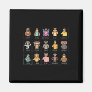 Aimant Animaux ASL Gesture à la main Animaux Sourds Perte