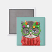 Aimant Animaux de bébés cutest | Chandail de Noël de chat (Recto/Verso)