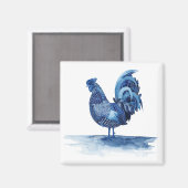 Aimant Animaux de ferme bleu Cobalt - Coq (Recto/Verso)