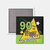 Aimant Animaux de fête de 90 ans | 90e anniversaire (Recto/Verso)