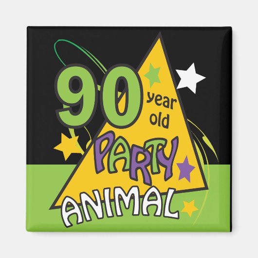 Aimant Animaux de fête de 90 ans | 90e anniversaire (Devant)
