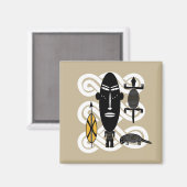 Aimant animaux de la scène tribale authentique (Recto/Verso)