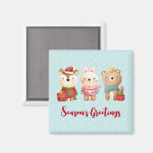 Aimant Animaux de Noël en tenue festive (Recto/Verso)
