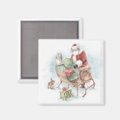 Aimant Animaux des bois avec le Père Noël et son couleigh (Recto/Verso)