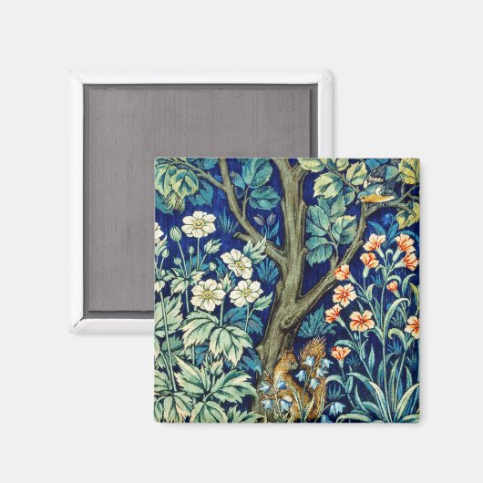Aimant Animaux et fleurs, Forêt, William Morris (Recto/Verso)