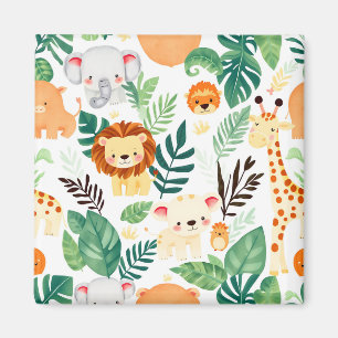 Aimant Animaux mignons de safari motif jungle